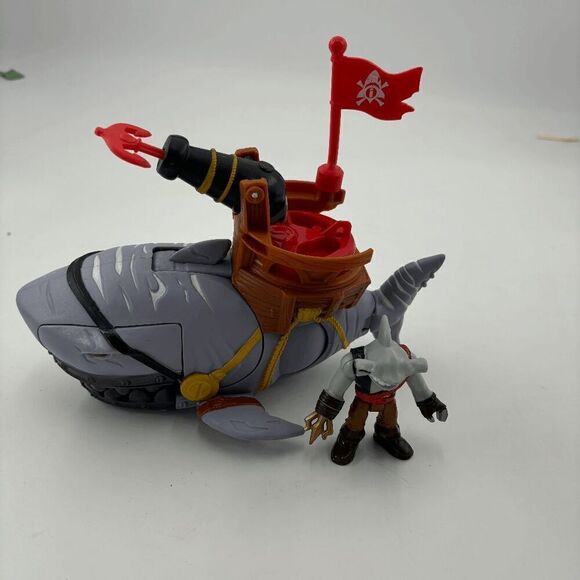 Mega Mouth Shark Toy by Fisher Price Pirates Adventure Imaginext + Figure & Dart - Picture 4 of 5